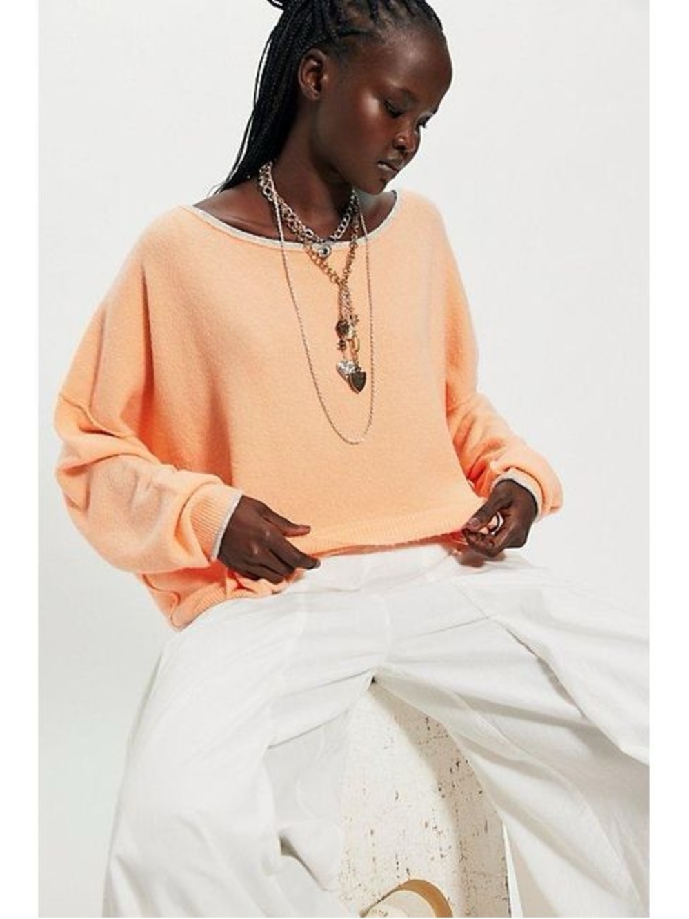 Free People Peach Crewneck Sweater